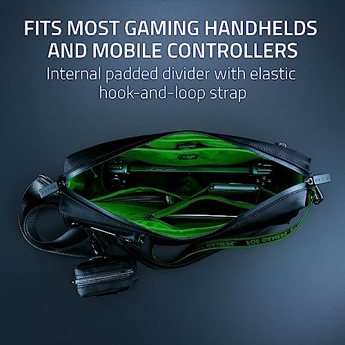 Razer Xanthus Crossbody Çanta - Kishi, Steam Deck, Nintendo Switch'e uyar - Su Geçirmez Naylon - Çıkarılabilir Kulaklık Mini Kılıfı - 3 dış ve 3 iç cep - Çıkarılabilir Omuz Askısı