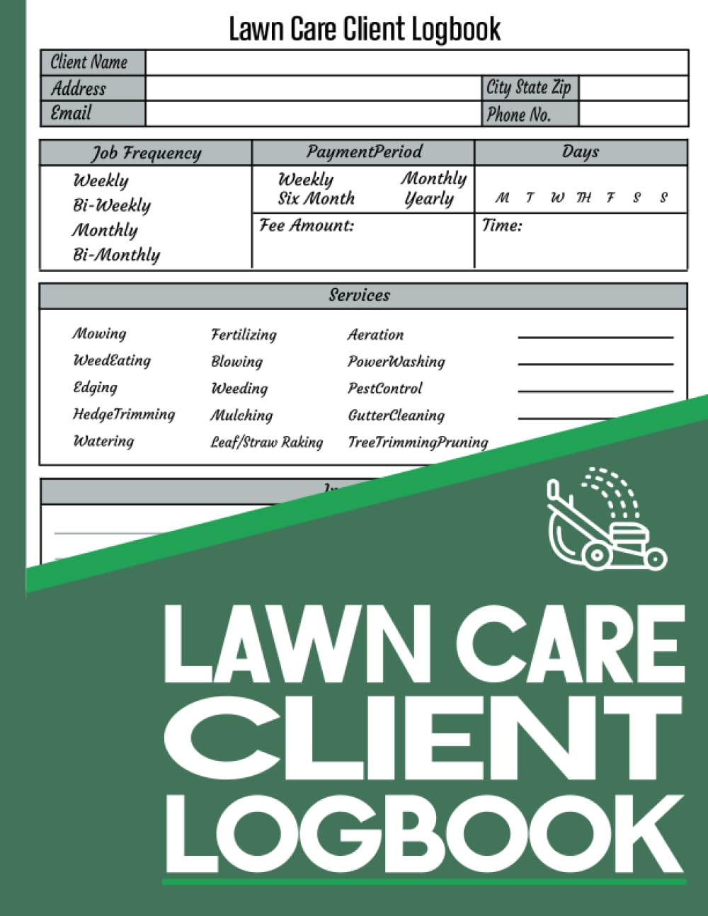 lawn care client log book: Keep Track of Customer Information, Scheduling, and Payments ,Record Customer Information for Landscaping or Mowing Business - Landscape Logbook.