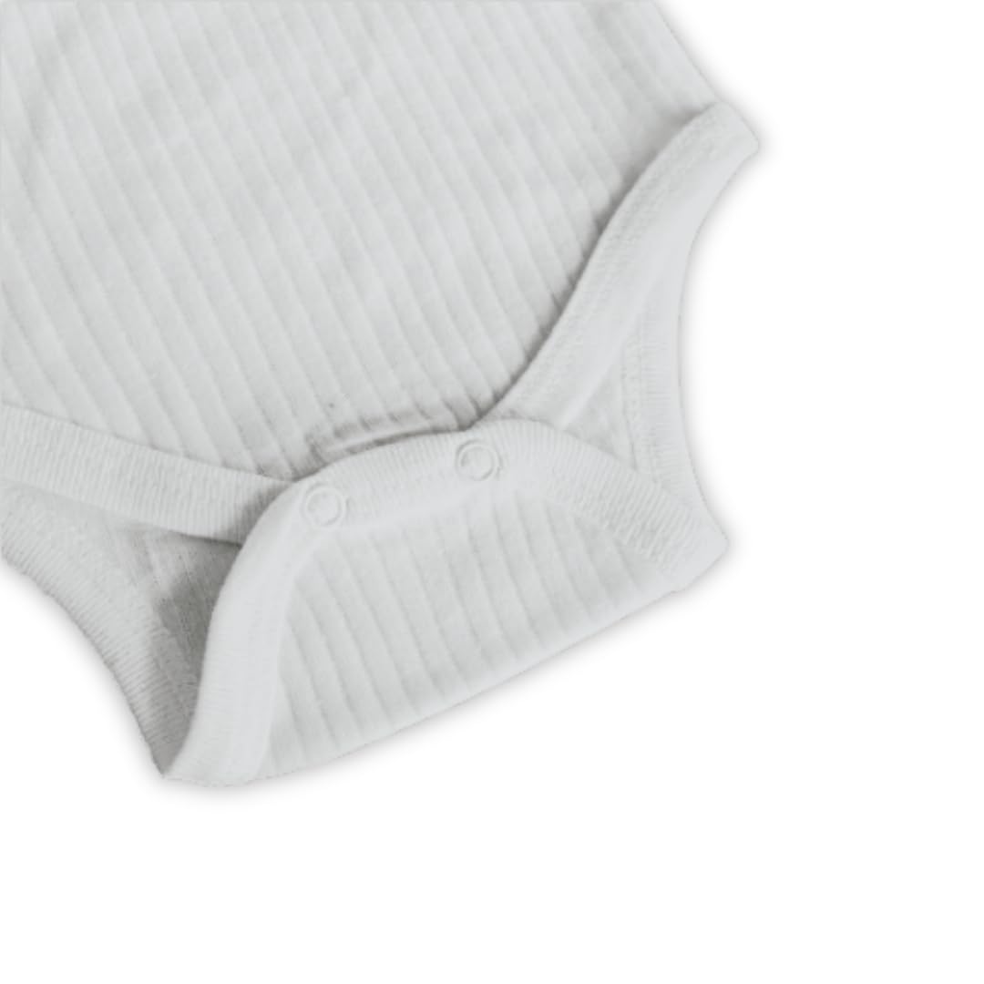 Novibaby 3'lü Ribana Bebek Atlet Body Zıbın Raporlu Çıtçıtlı Beyaz 100% Pamuk - Ribana Bebek Body zıbın (Beyaz, 0-3 Ay)