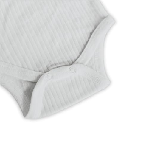 Novibaby 10'lu Ribana Bebek Atlet Body Zıbın Raporlu Çıtçıtlı Beyaz 100% Pamuk - Ribana Bebek Body Z