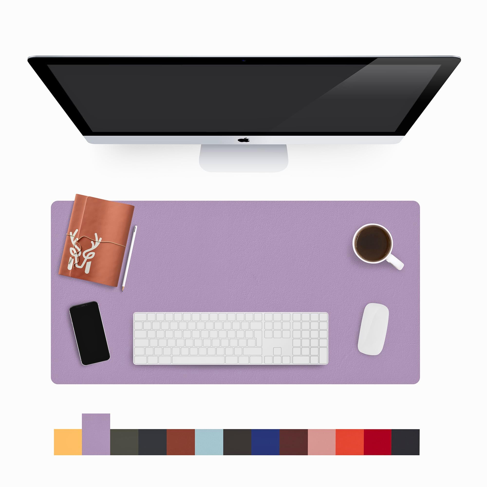 Modica® Lindos - Deri Mat, Masa Pedi, Büyük Mouse Pad, Ofis için Mat, Su Geçirmez Mat, Ofis ve Ev için Deri Pedi, Gaming Masa Matı, Masaüstü için Masa Koruyucu Pedi (75 cm x 35 cm x 1,3) (Lila)