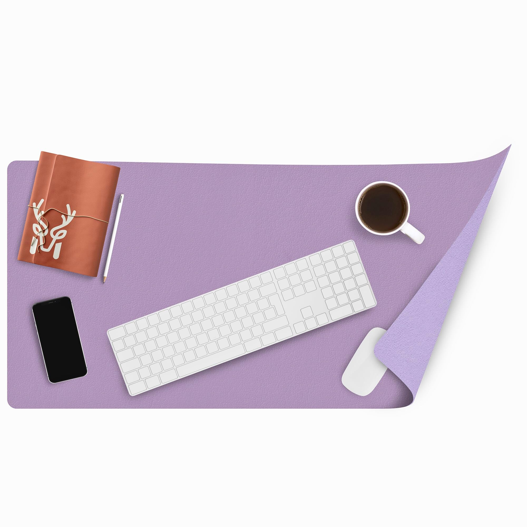 Modica® Lindos - Deri Mat, Masa Pedi, Büyük Mouse Pad, Ofis için Mat, Su Geçirmez Mat, Ofis ve Ev için Deri Pedi, Gaming Masa Matı, Masaüstü için Masa Koruyucu Pedi (75 cm x 35 cm x 1,3) (Lila)