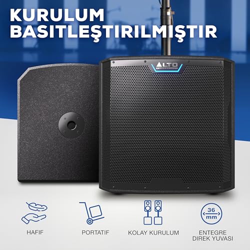 ALTO TS12S - 2500 W 30,48 Cm Derin Bas Hoparlör, Güçlü Pa Hoparlör 6 Seçilebilir Dsp Modlu, 130 Db, 3 İnç (7,62 Cm) Ses Bobinli, 2500W - 12 İnç