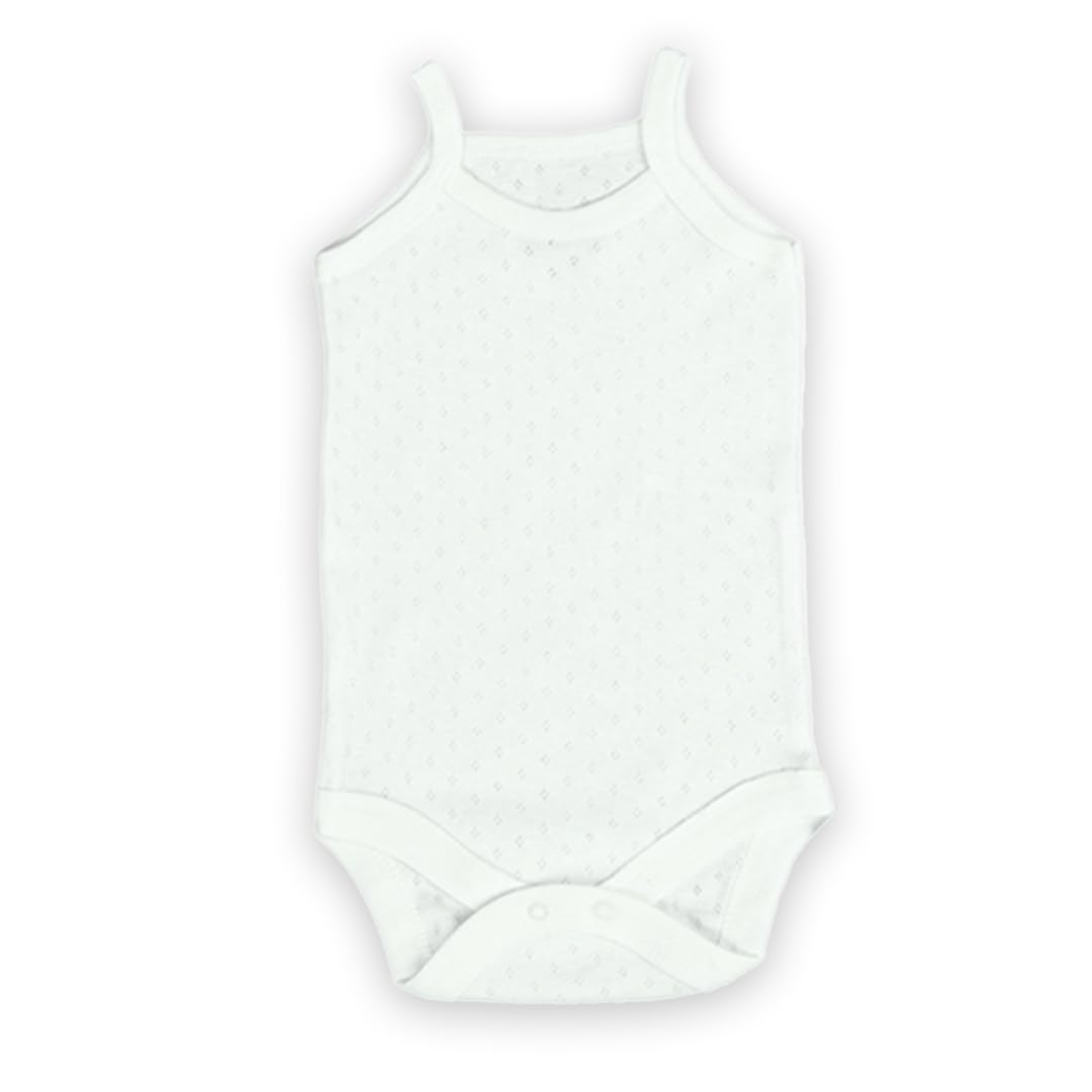 Novibaby 3'lü Jakarlı İp Askılı Bebek Body Zıbın Çıtçıtlı 100% Pamuk, Beyaz Ekru Pembe Bebek Atlet Body Zıbın (Pembe Beyaz Ekru, 24-36 Ay)