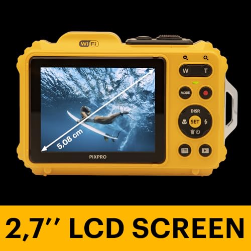 KODAK PIXPRO WPZ2 15M Su Geçirmez Fotoğraf Makinesi - 2 Lityum Pil + 16GB SD Kart - 16MP, 4x Optik Zoom, 1080P Full HD Video (Sarı)