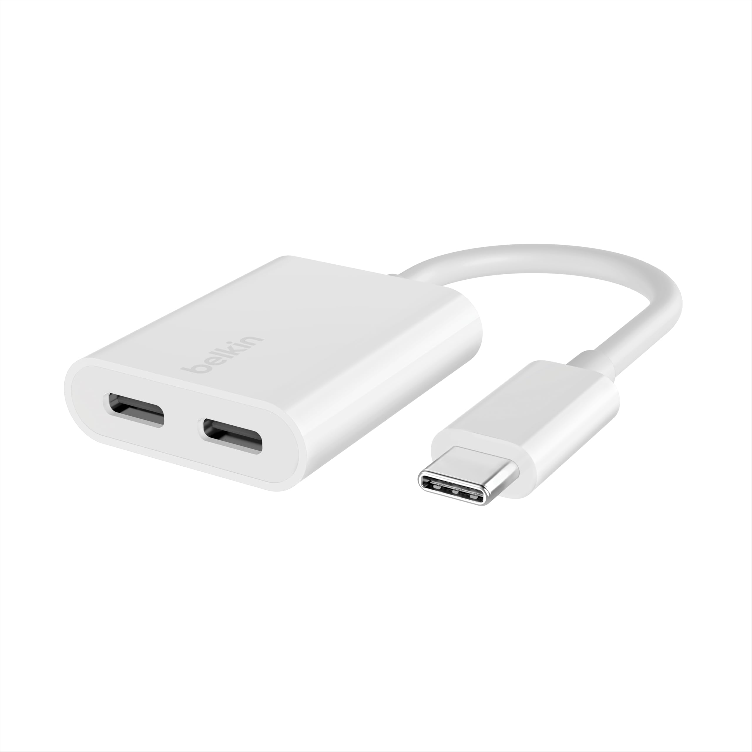 Belkin RockStar™ USB-C Ses + Şarj Adaptörü, USB-C 60W Güç Dağıtımlı Kulaklık Adaptörü iPhone 15, iPad Pro, Galaxy, Note, Google Pixel, LG, Sony, OnePlus ve Daha Fazlası İçin Hızlı Şarj - Beyaz