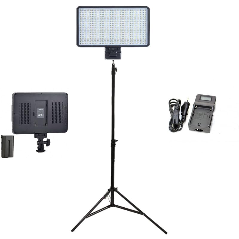 FototekFotoğraf Pro Led-320 Video Kamera Işığı Tepe Lambası Led Işık + 2 Metre Işık Ayağı F770 Pil Ve Şarj