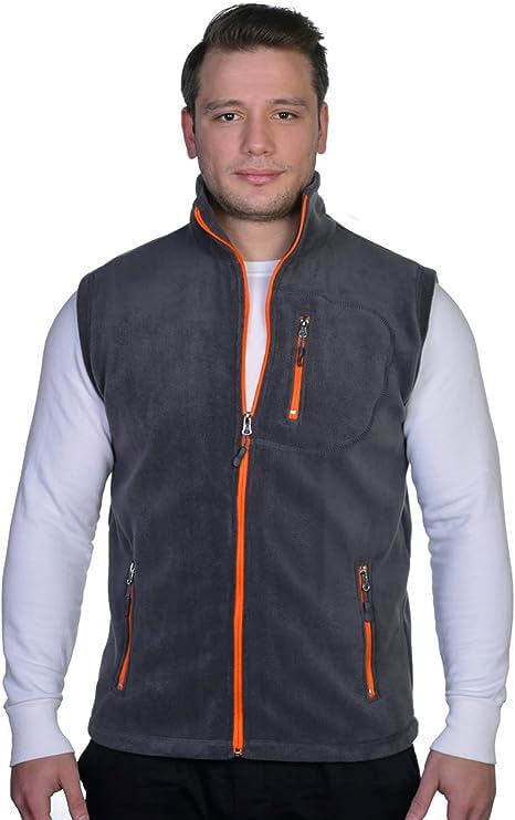 Genius Store Erkek Outdoor Spor Yelek 3 Cepli Polar Yelek (FÜME, S)