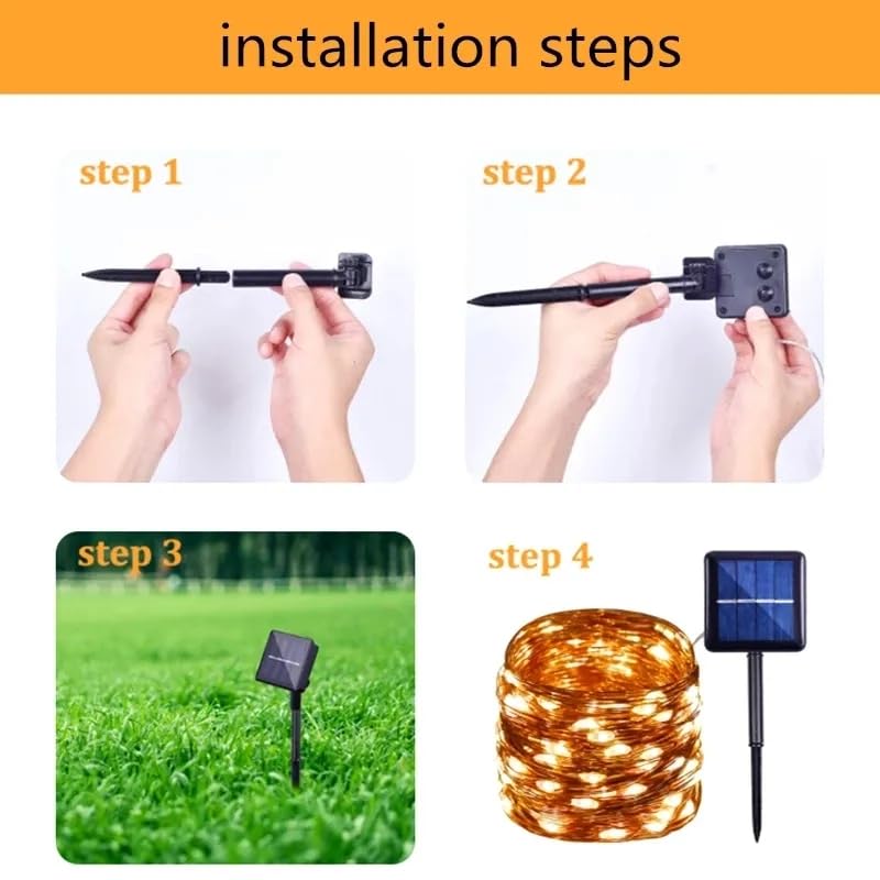 Ack Solar Güneş Enerjili Gün Işığı,100 Led, 10 Metre, 8 Modlu, Peri Led Bahçe, Veranda, Avlu, Balkon, Havuz Kenarı, Düğün, Parti, Peyzaj Aydınlatma Su Geçirmez Lamba