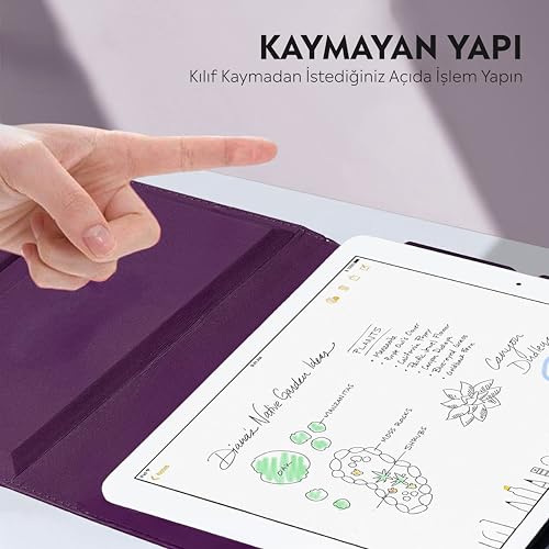 Babilden Apple iPad Yatay ve Dikey Standlı 360 Derece Döner Tablet Kılıfı (iPad 9.Nesil 10.2 Mor)