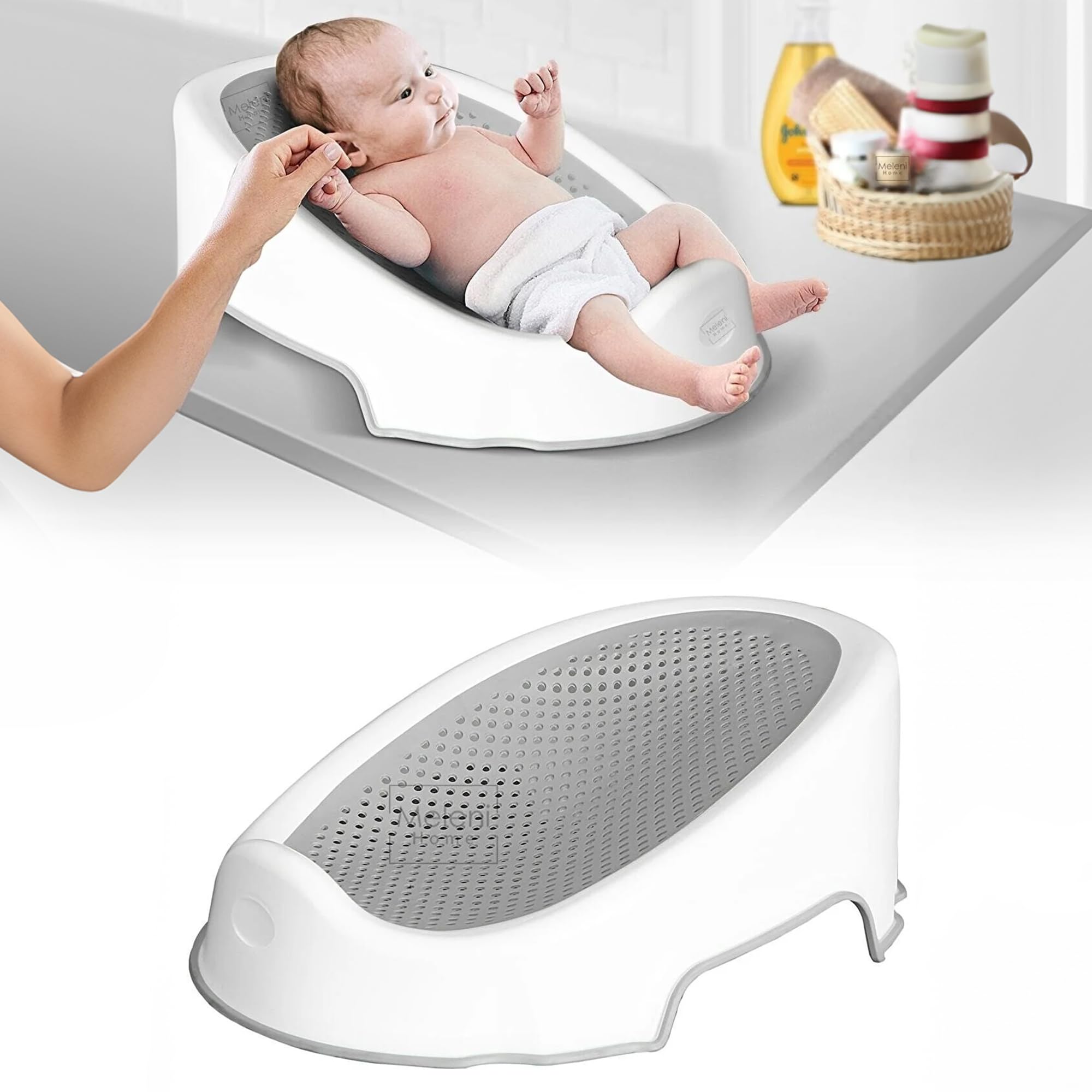 Meleni Baby Soft Bebek Küveti – Silikon Fileli Bebek Besleme Yıkama Banyo Küveti Bebek Banyo Oturağı
