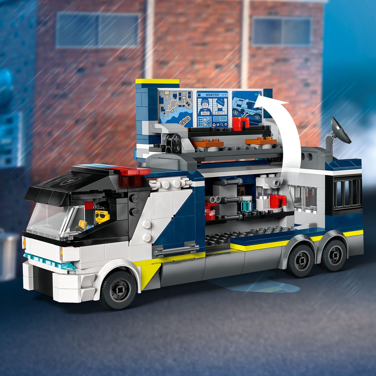 LEGO City Polis Mobil Suç Laboratuvarı Kamyonu 60418-7 Yaş ve Üstü Kız ve Erkek Çocuklar için 2 Polis, 1 Bilim İnsanı, 2 Suçlu Figürü ve motosiklet İçeren Oyuncak Seti, Hediye Fikri (674 Parça)