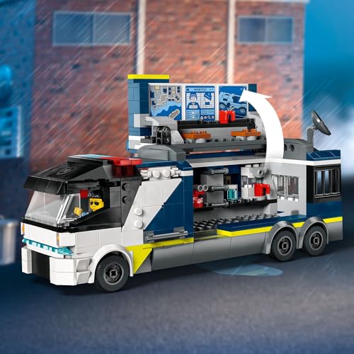 LEGO City Polis Mobil Suç Laboratuvarı Kamyonu 60418-7 Yaş ve Üstü Kız ve Erkek Çocuklar için 2 Polis, 1 Bilim İnsanı, 2 Suçlu Figürü ve motosiklet İçeren Oyuncak Seti, Hediye Fikri (674 Parça)