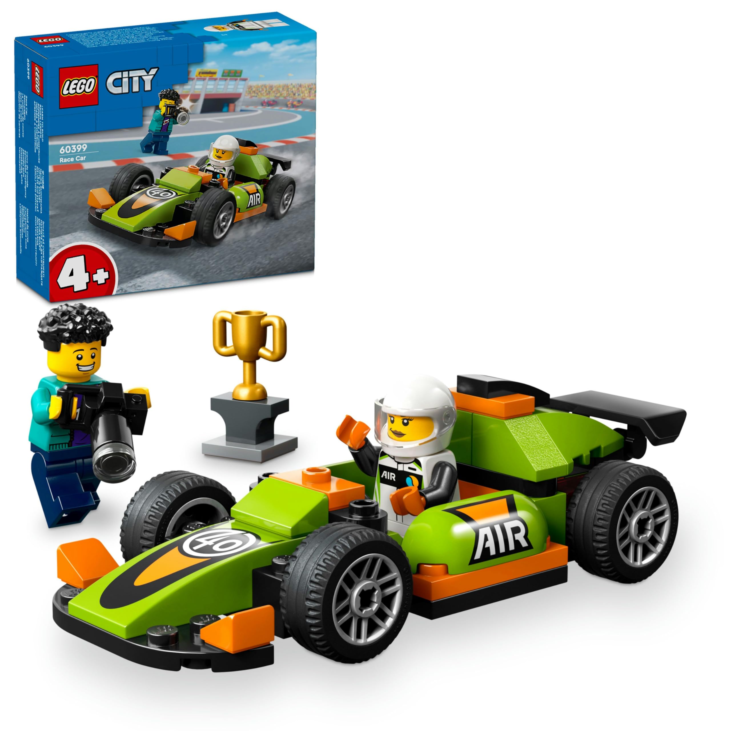 LEGO City Yeşil Yarış Arabası 60399-4 Yaş ve Üzeri Çocuklar için Oyuncak Yarış Aracı İçeren Yaratıcı Oyuncak Yapım Seti (56 Parça)