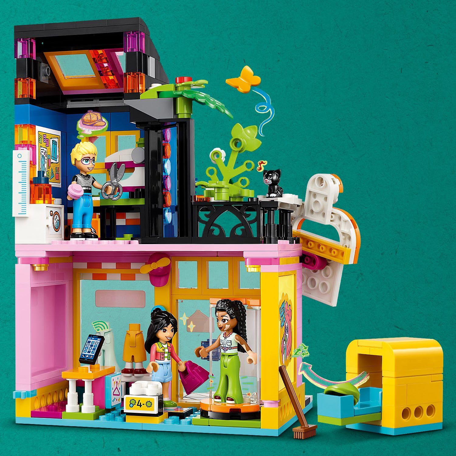 LEGO Friends Vintage Giyim Mağazası 42614-6 Yaş ve Üzeri Çocuklar için Olly, Liann ve Jordin Minifigürü İçeren Yaratıcı Oyuncak Yapım Seti (409 Parça)