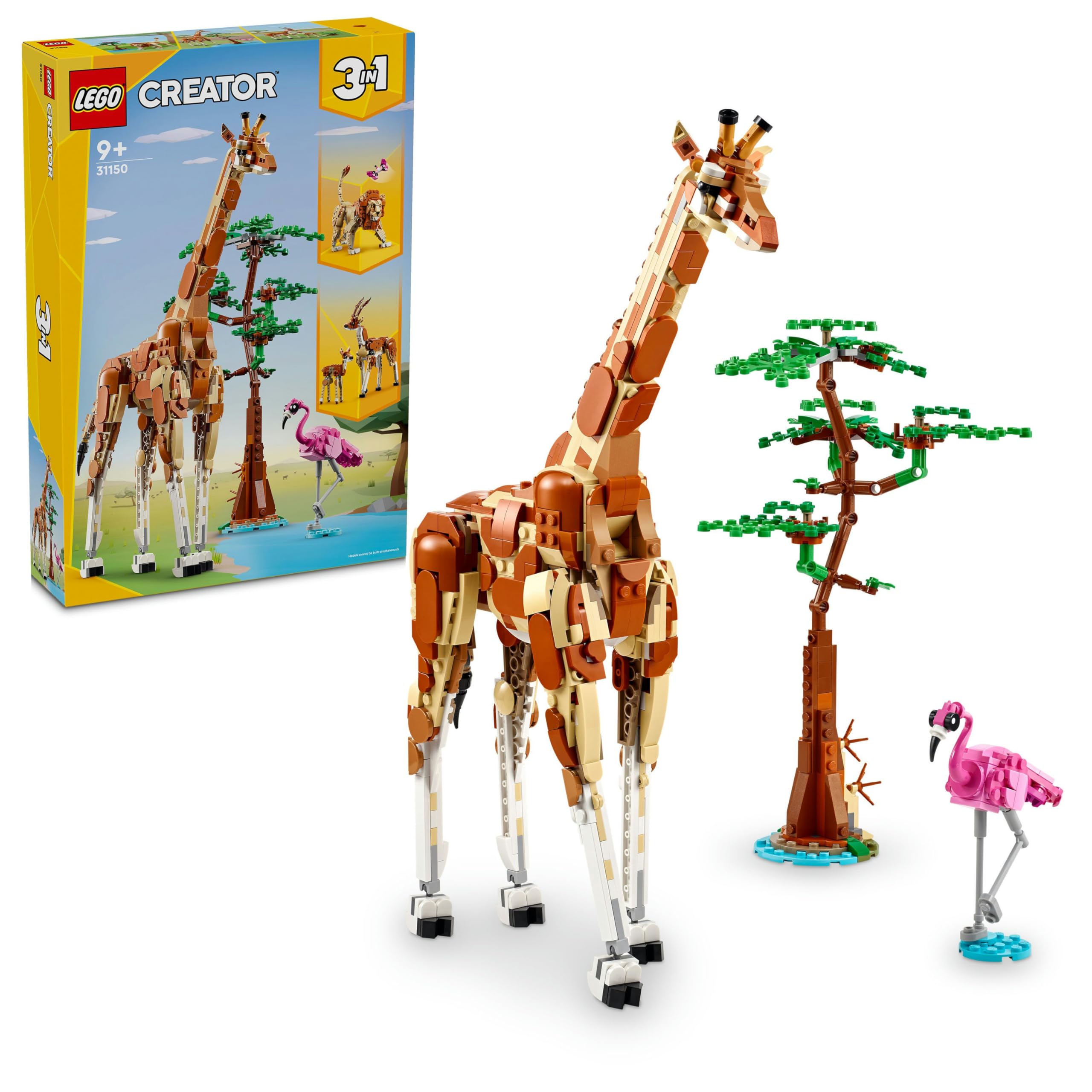 LEGO Creator 3’ü 1 Arada Vahşi Safari Hayvanları 31150-9 Yaş ve Üzeri Çocuklar için İnşa Edilebilen Zürafa, Ceylan ve Aslan Modeliyle Yaratıcı Oyuncak Yapım Seti, Doğum Günü Hediyesi (780 Parça)