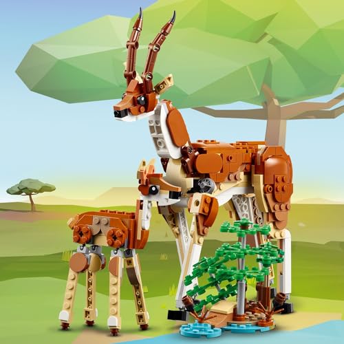 LEGO Creator 3’ü 1 Arada Vahşi Safari Hayvanları 31150-9 Yaş ve Üzeri Çocuklar için İnşa Edilebilen Zürafa, Ceylan ve Aslan Modeliyle Yaratıcı Oyuncak Yapım Seti, Doğum Günü Hediyesi (780 Parça)