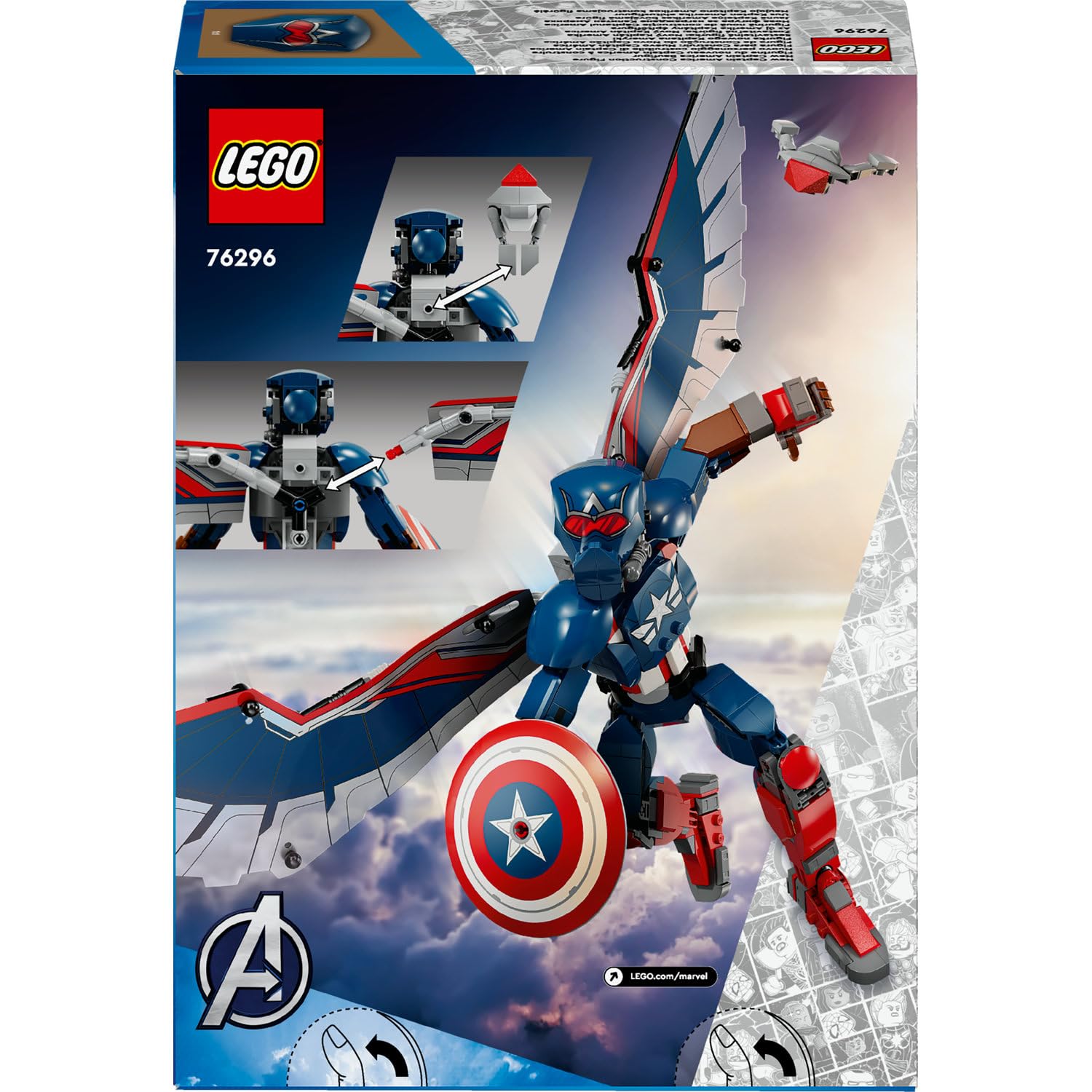 LEGO | Marvel Yeni Kaptan Amerika Yapım Figürü 76296 8 Yaş ve Üzeri Süper Kahraman Seven Çocuklar için Koleksiyonluk Yaratıcı Oyuncak Yapım Seti (359 Parça)