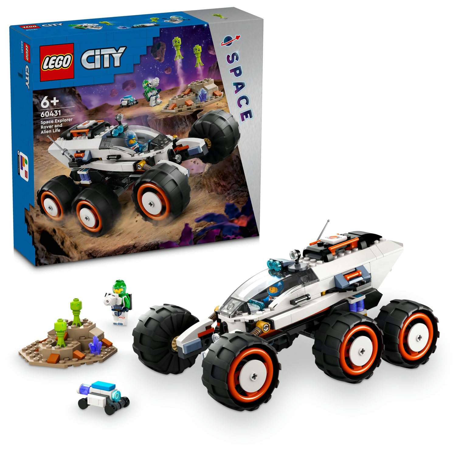 LEGO City Uzay Keşif Robotu ve Uzaylı Canlı 60431-6 Yaş ve Üzeri Kız ve Erkek Çocukları için Astronot, Oyucnak Robot ve Uzaylı Minifigürleri İçeren Yaratıcı Oyuncak Seti (311 Parça)