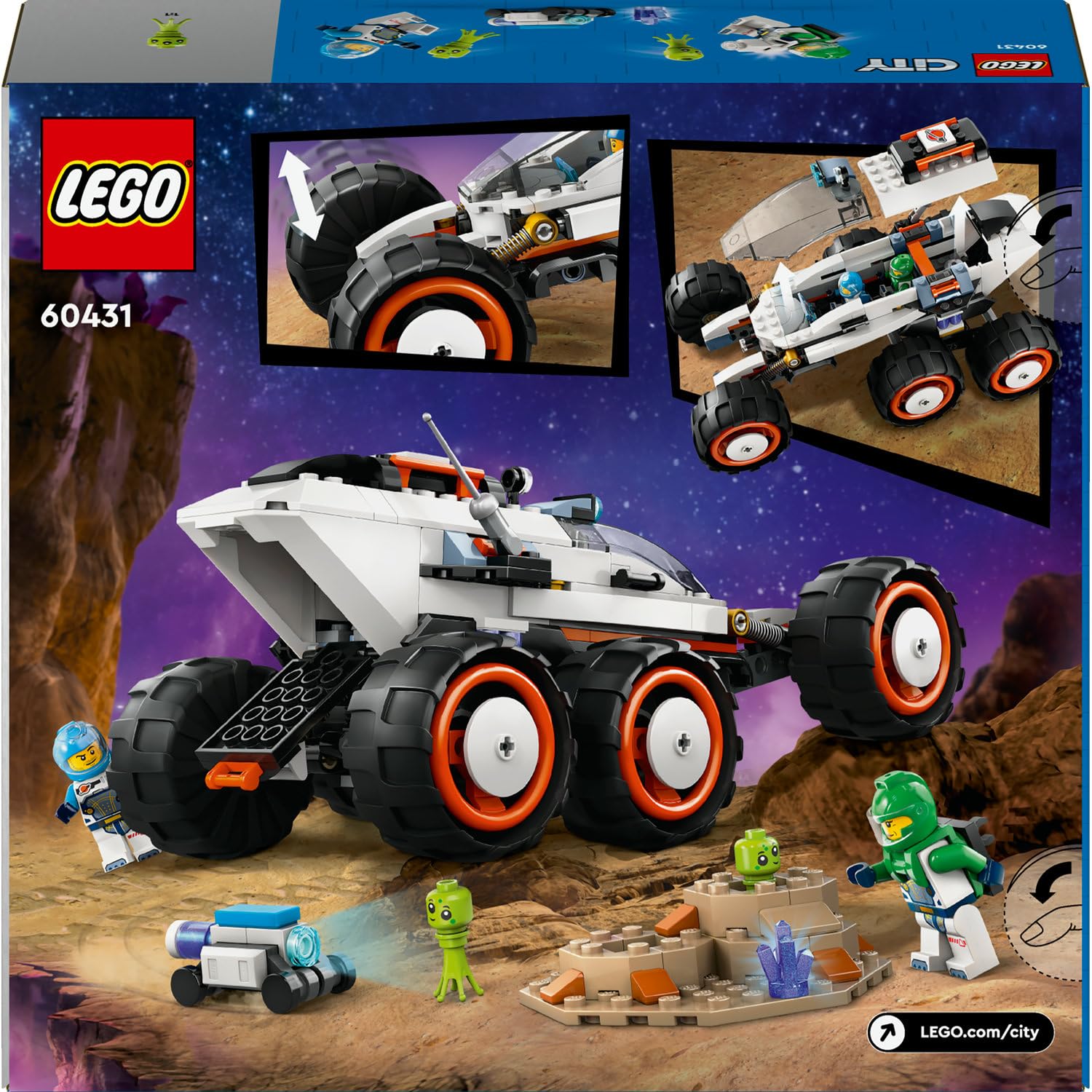 LEGO City Uzay Keşif Robotu ve Uzaylı Canlı 60431-6 Yaş ve Üzeri Kız ve Erkek Çocukları için Astronot, Oyucnak Robot ve Uzaylı Minifigürleri İçeren Yaratıcı Oyuncak Seti (311 Parça)