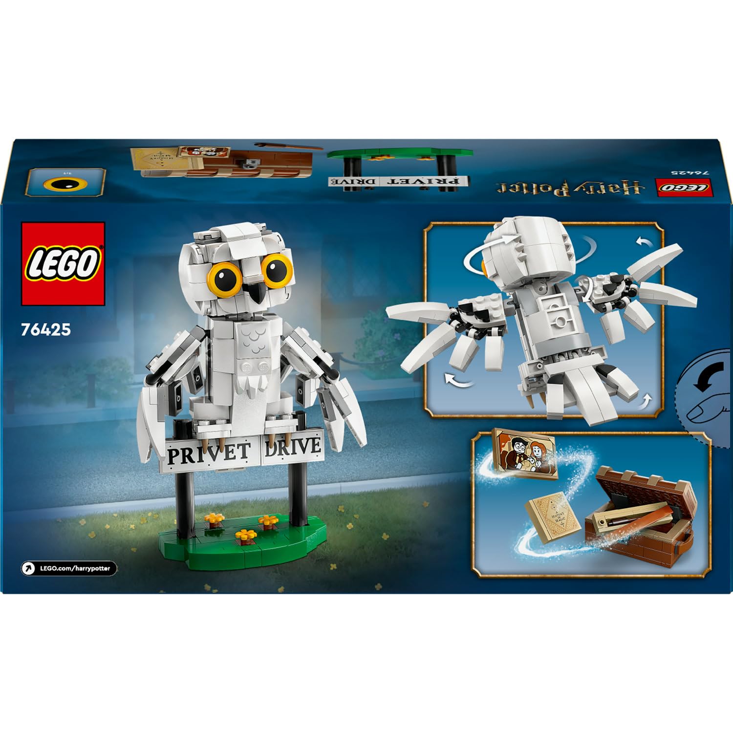 LEGO Harry Potter Hedwig, Privet Drive 4 Numara’da 76425-7 Yaş ve Üzeri Harry Potter Hayranları için Koleksiyonluk Yaratıcı Oyuncak Yapım Seti (336 Parça)
