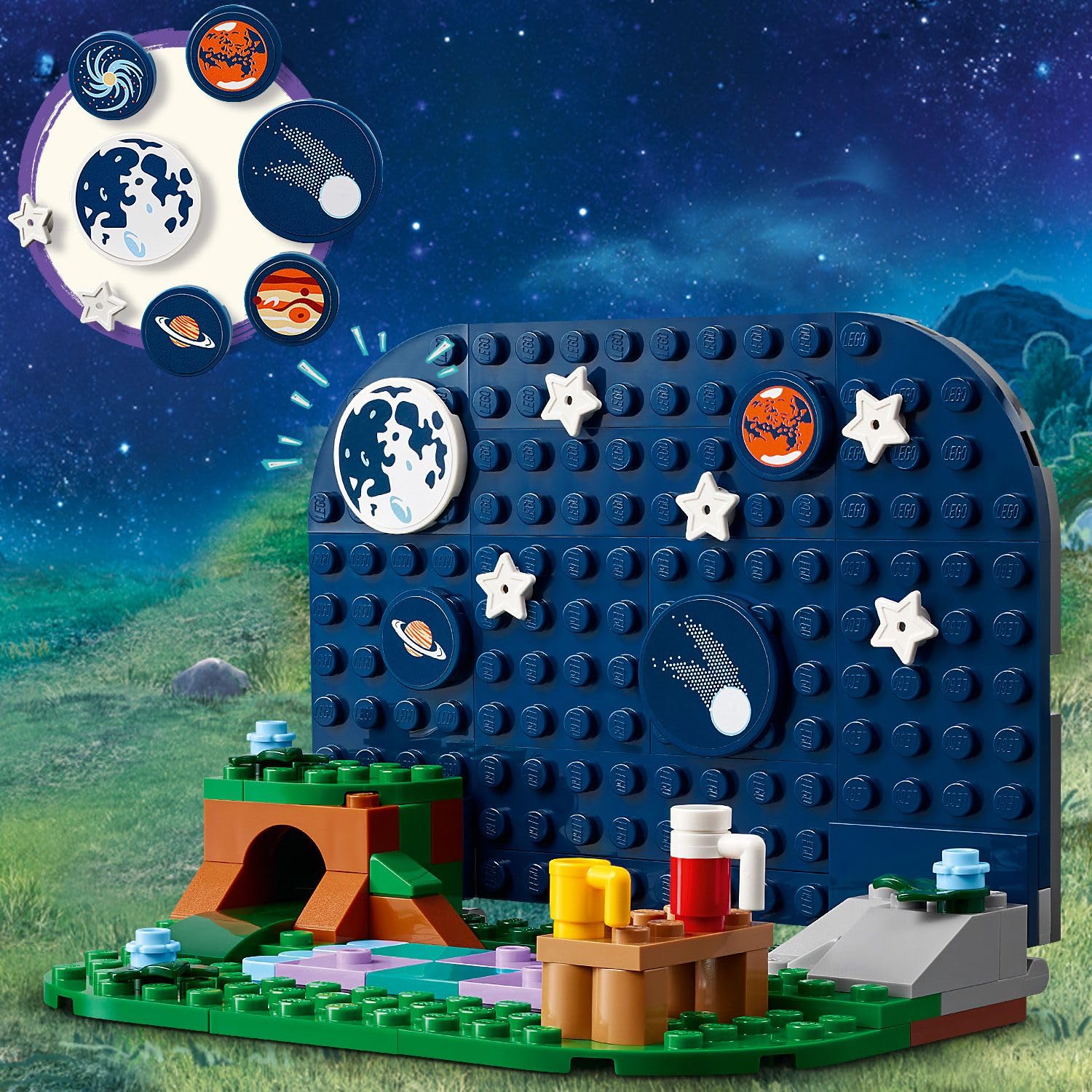 LEGO Yıldız Gözlemleme Kamp Aracı 42603-7 Yaş ve Üzeri Kız ve Erkek Çocuklar için Nova ve Aliya Mini Bebekleri ile Köpek ve Kirpi Hayvan Figürleri İçeren 4x4 Araba Oyuncağı, Hediye Fikri (364 Parça)