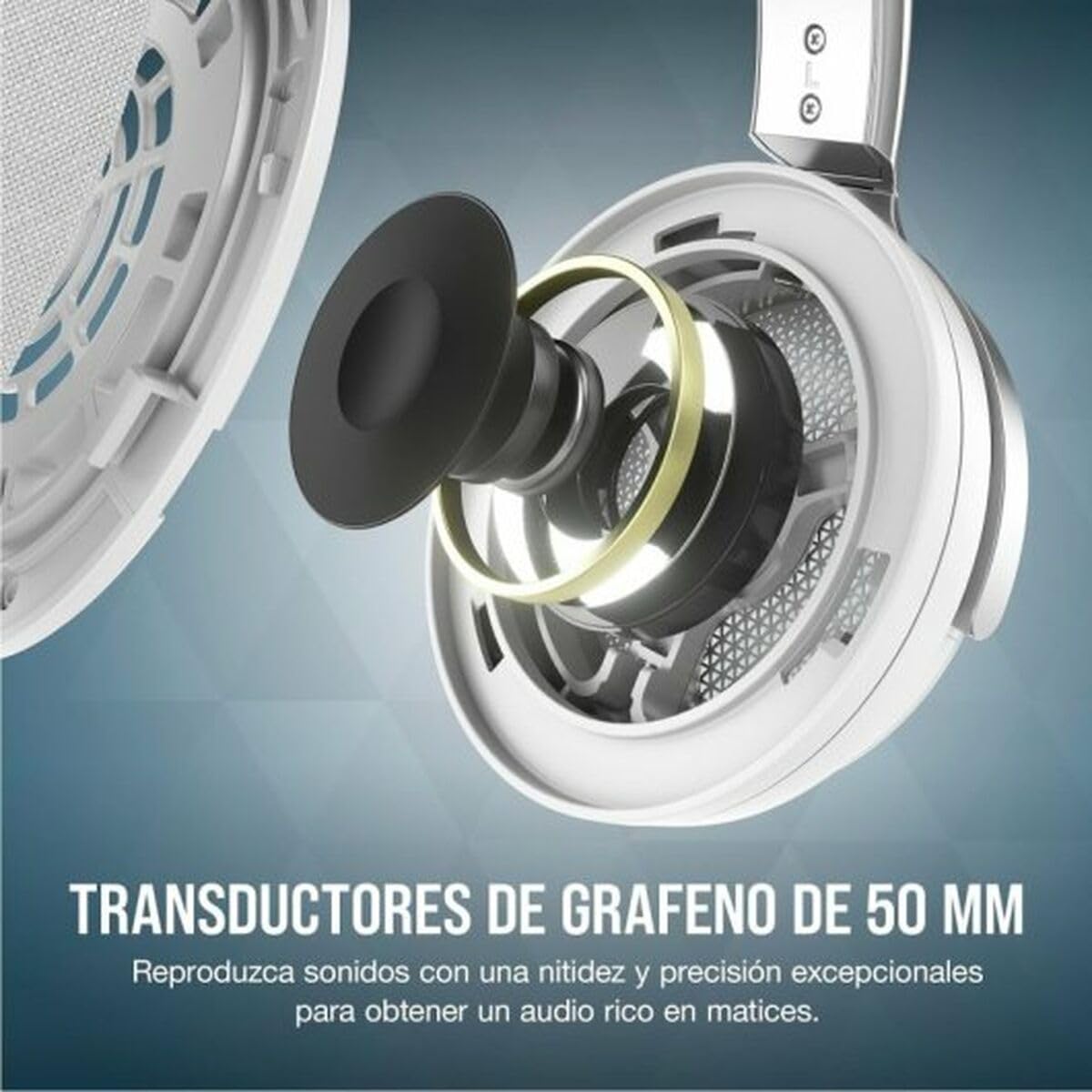 Corsair Virtuoso Pro Açık Oyun Kulaklığı Kablolu – Tek yönlü mikrofon çıkarılabilir – 50 mm grafen iletkenler, frekans tepkisi 20 Hz – 40 kHz – Beyaz