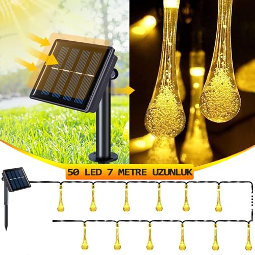 light home Güneş Enerjili Dize Işıklar Su Geçirmez, 7 m /50 LED 8 Mod Kristal Su Damlası Veranda için, Bahçe Güneş Küresi Peri Işıklar, Düğün Açık Hava Noel Parti Dekorasyonu için Güneş Bahçe Işıkları