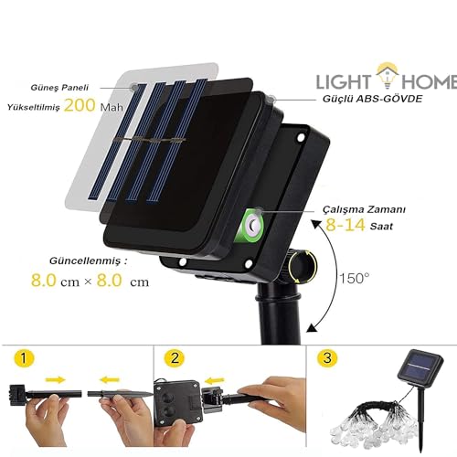 light home Güneş Enerjili Dize Işıklar Su Geçirmez, 7 m /50 LED 8 Mod Kristal Su Damlası Veranda için, Bahçe Güneş Küresi Peri Işıklar, Düğün Açık Hava Noel Parti Dekorasyonu için Güneş Bahçe Işıkları