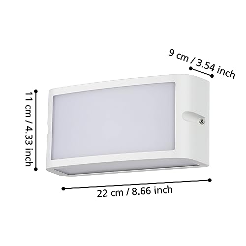 EGLO Camarada LED duvar lambası, dış mekan aydınlatması, ev duvarı, dikdörtgen dış mekan lambası, metal, beyaz dış duvar lambası, dış mekan lambası, soğuk beyaz, IP54