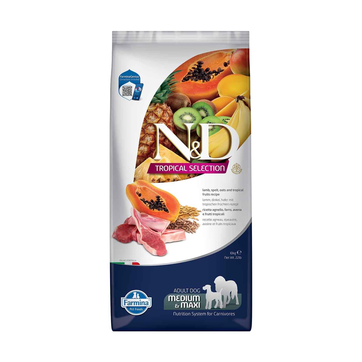 Nd N&D Tropical Selection Kuzu Etli Ve Tropikal Meyveli Orta Ve Büyük Irk Yetişkin Köpek Maması 10 K