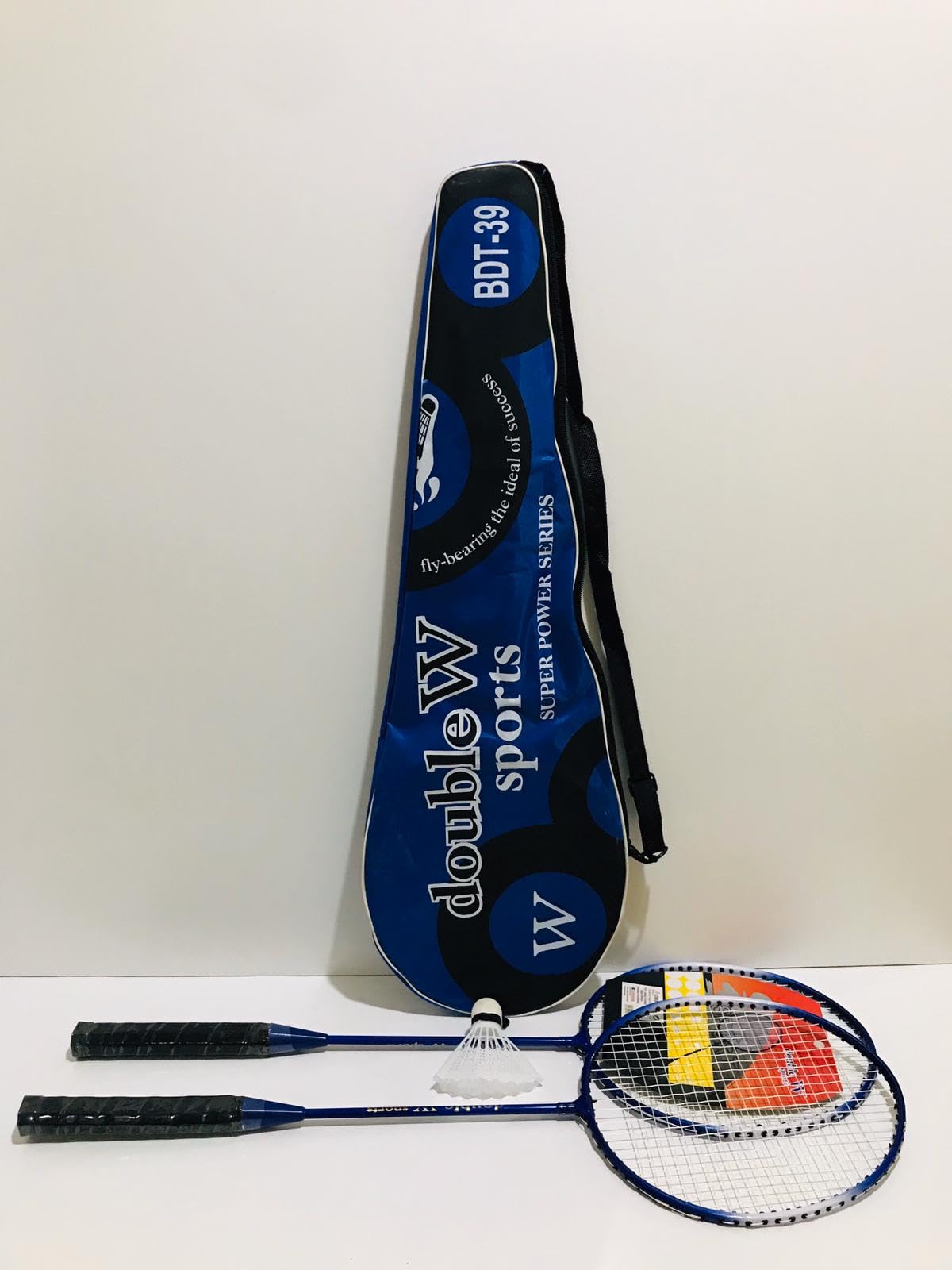 Çantalı Çiftli Badminton 2 adet raket + badminton topu + çantası set halinde MAVİ