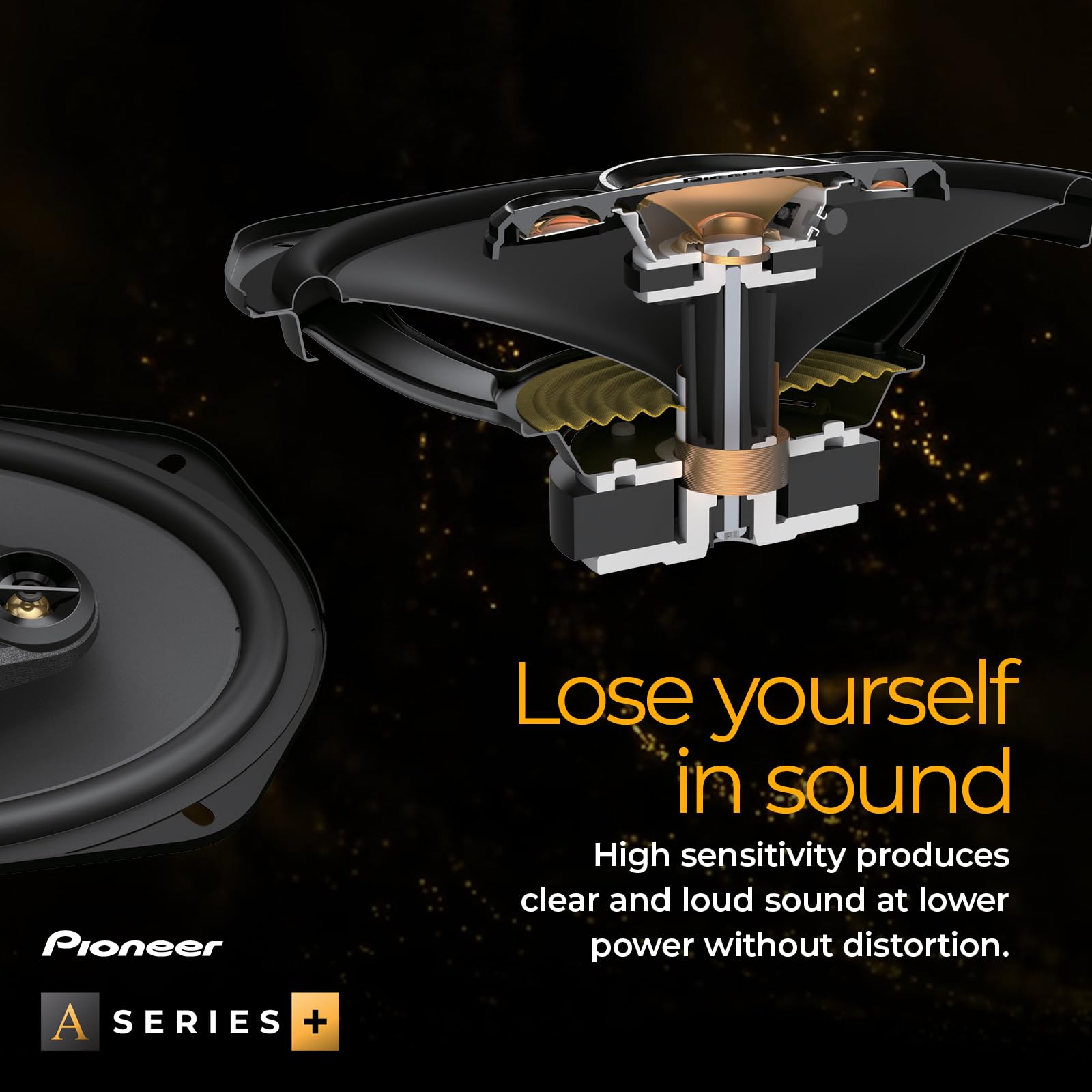 PIONEER TS-A1601C, 2 Yönlü Bileşenli Araç Ses Hoparlörleri, Tam Aralık, Net Ses Kalitesi, Kolay Kurulum ve Gelişmiş Bas Tepki, Siyah ve Altın Renkli 6.5 inç Yuvarlak Hoparlörler