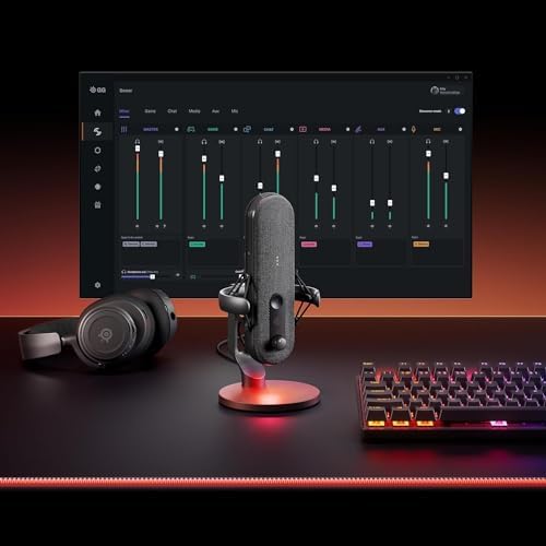 SteelSeries Alias PC için USB Mikrofon—Oyun, Canlı Yayın ve Podcast’ler için 3 Kat Daha Büyük Kapsül—Yayıncılara Ses Yazılımı için Sonar—Yapay Zeka Gürültü Engelleme—LED Sessize Alma ve Düzey İzleme