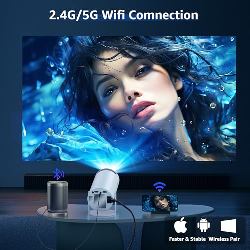 aubor Android TV 11.0 ile Akıllı Projektör, 5G WiFi ve Bluetooth ile 1080P Taşınabilir Projektör, 10