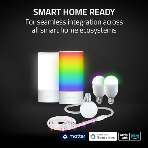 Razer Aether Smart Light - Akıllı Evler için LED Işık (Çok Yönlü Aydınlatma, Chroma RGB ile Desteklenir, Matter ile Uyumlu, Akıllı Ev Uygulamasını Destekler)