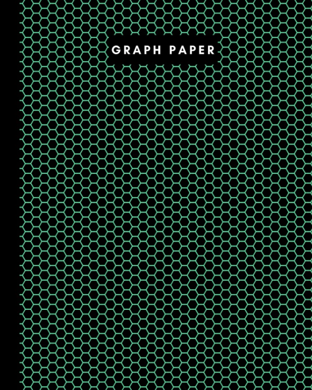 8" x 10" Graph paper - 106 pages - Lime Green Beehive on Black: Imperial 1/4” squared white graph paper and high quality gloss cover by Elizabeth Banks