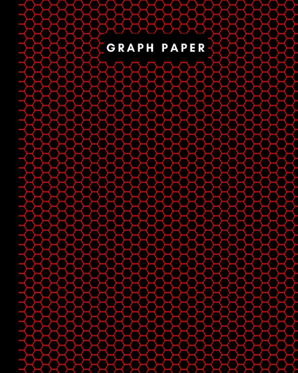 8" x 10" Graph paper - 106 pages - Dark Red Beehive on Black: Imperial 1/4” squared white graph paper and high quality gloss cover by Elizabeth Banks