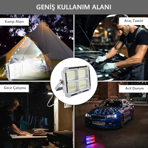 Seyyar Solar Led Projektör Gri Renk Cata 200w Güneş Enerjili Portatif Led Işık Taşınabilir Sokak Aydınlatması IP66