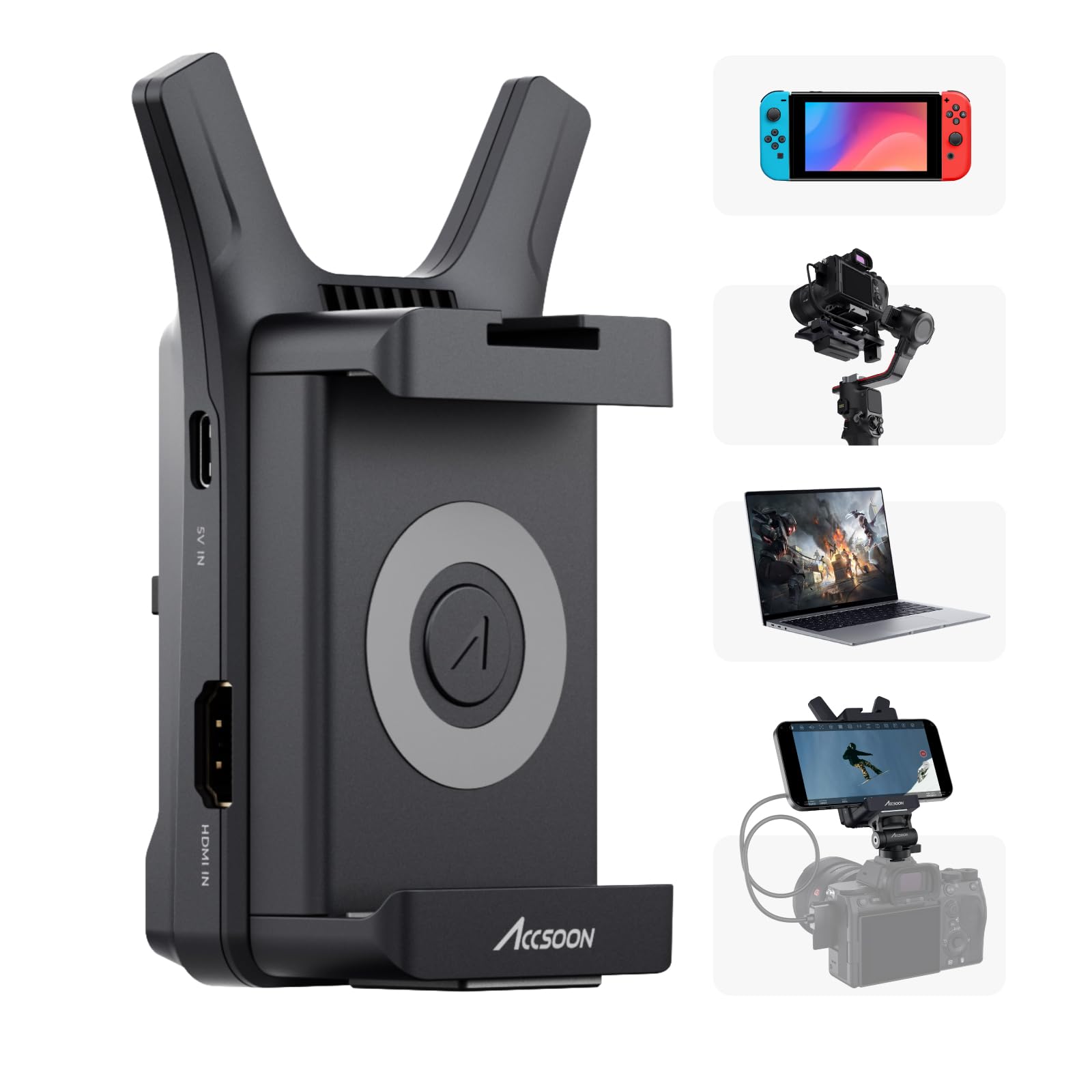 Accsoon CineView Nano BİR küçük, daha hafif kablosuz CineView sistemi. HD 1080p60 HDMI sinyali HDMI bağlantısı üzerinden sinyali kablosuz olarak aktarır