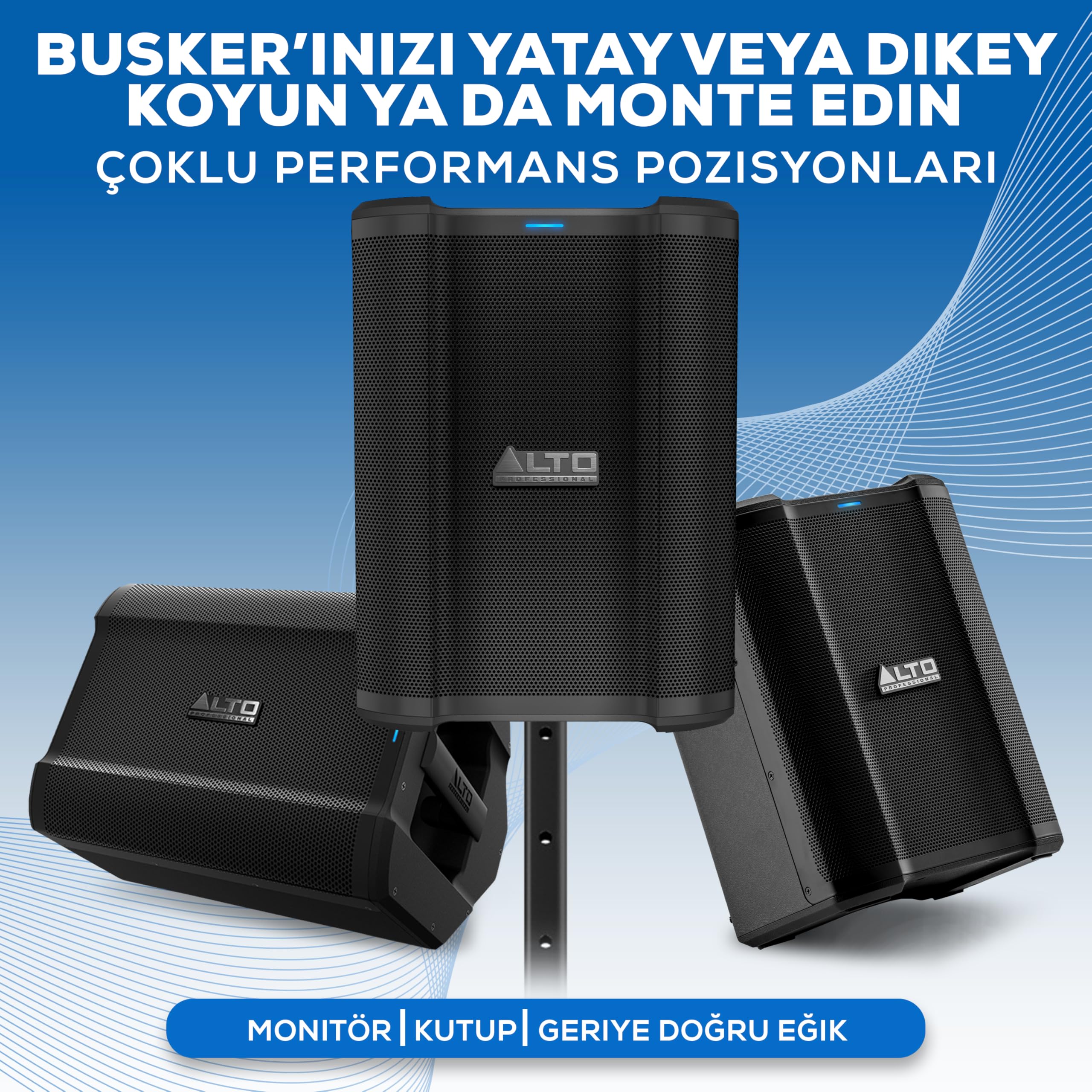 ALTO Busker - 200 W Taşınabilir PA Hoparlör Sistemi, Şarj Edilebilir Pil, Bluetooth, 3 Kanallı Mikser, Alesis FX, Uygulama Kontrolü, USB Şarj, 20+ Saat Pil Ömrü İle