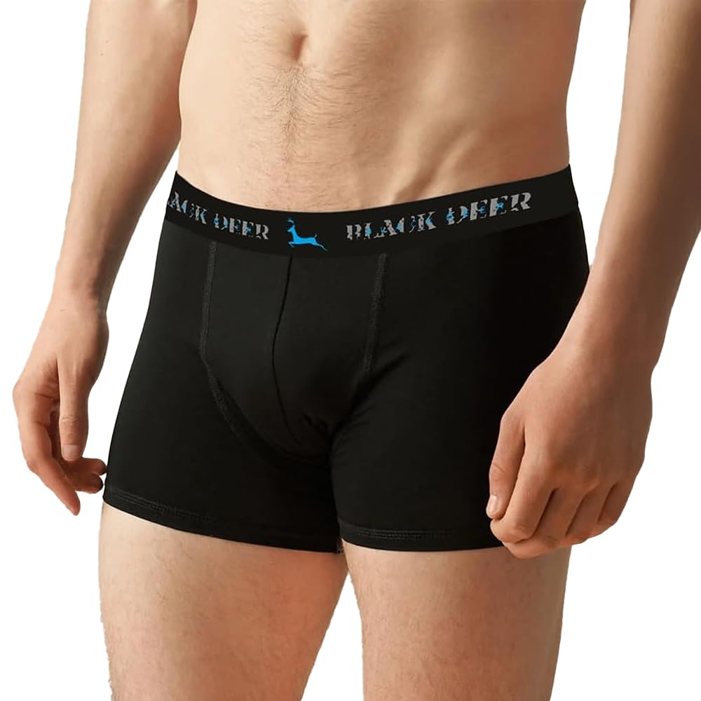 Black Deer Exclusive 3 Adet Erkek Pamuklu Esnek Boxer Siyah L