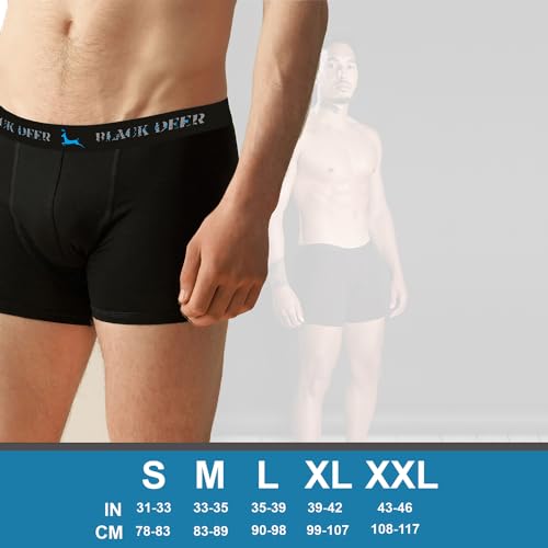 Black Deer Exclusive 3 Adet Erkek Pamuklu Esnek Boxer Siyah L