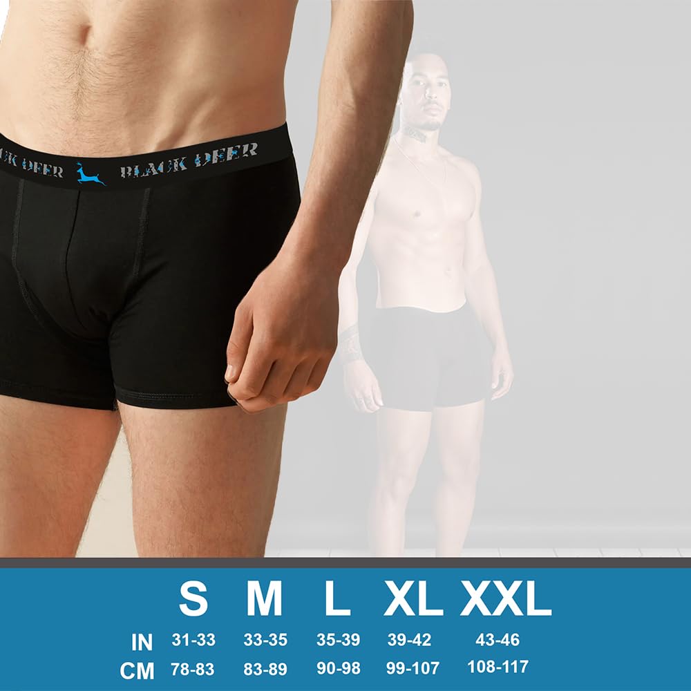 Black Deer Exclusive 3 Adet Erkek Pamuklu Esnek Boxer Siyah L