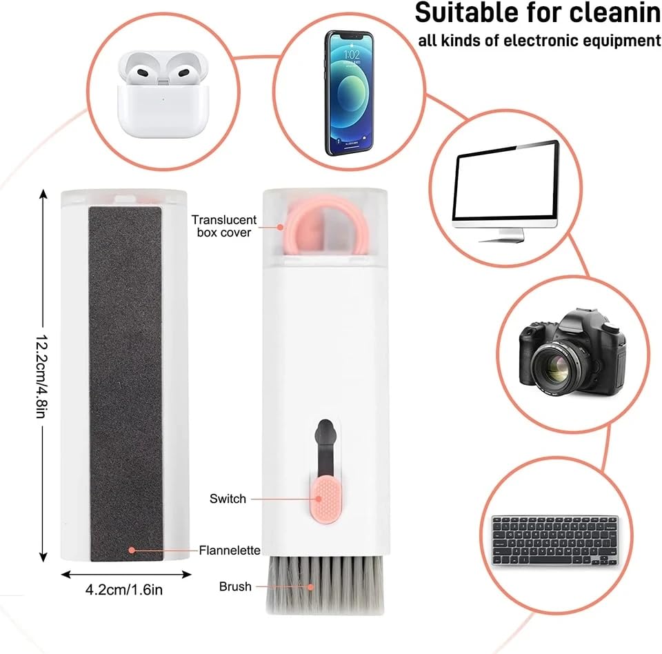 Kyrotech 7'si 1 Arada Elektronik Temizlik Kiti - Klavye, Monitör, Cep Telefonu, Bluetooth, Kulaklık, Lego, Airpods Uyumlu, Bilgisayar Kamera Lensi T0emizleme Seti, (Pembe)