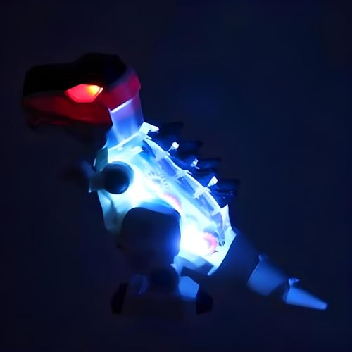 Işıklı ve Müzikli Hareketli Oyuncak Robot Dinozor Mekanik Elektronik Yürüyen T-Rex Dinozor (Beyaz)
