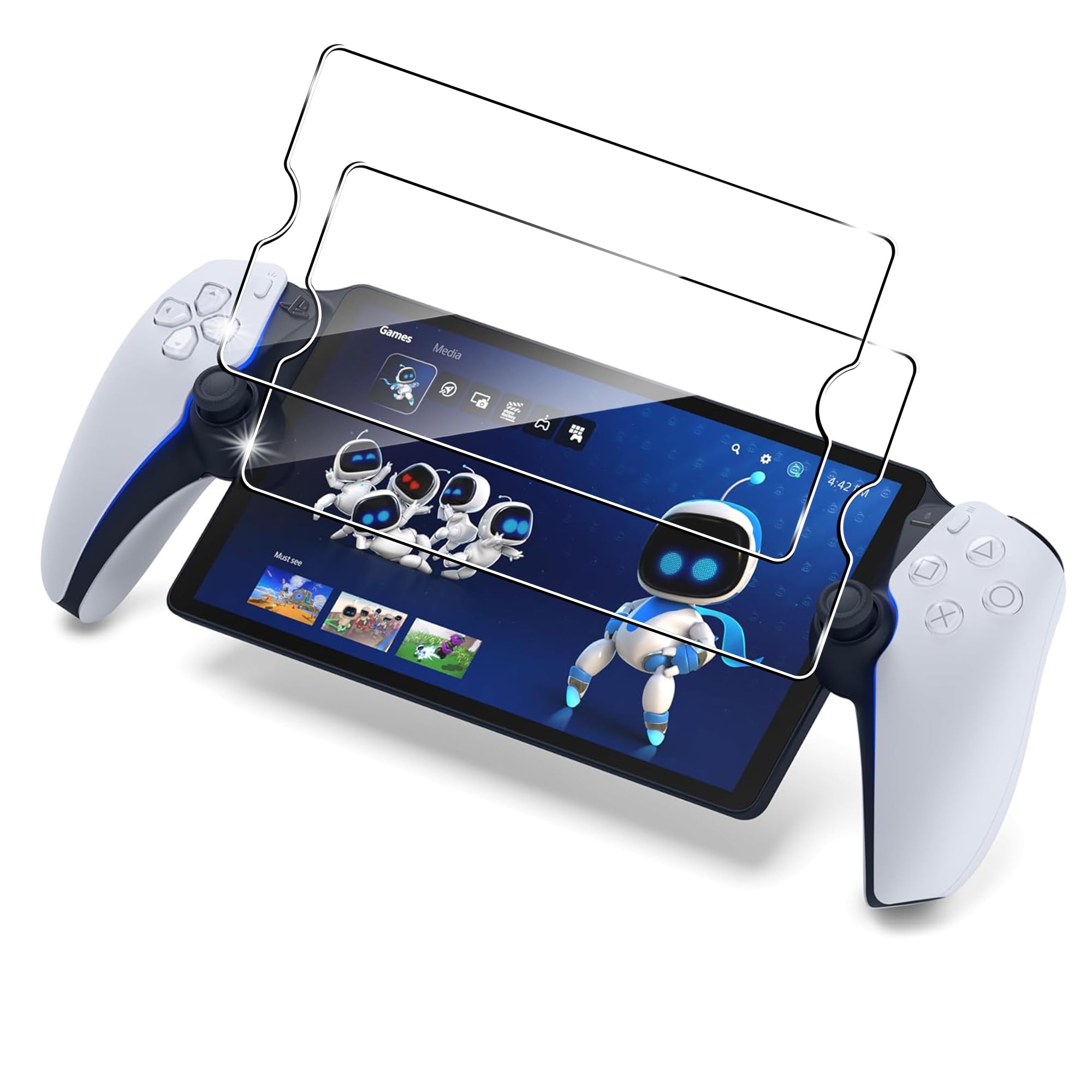 FDHYFGDY Sony PS5 Playstation Portal için Ekran Koruyucu Folyo Sert Cam 2 Adet [2 Adet] Sertlik Derecesi 9H, Çizilmez, Kabarcıksız, Parmak İzi Tutmaz, HD Koruma