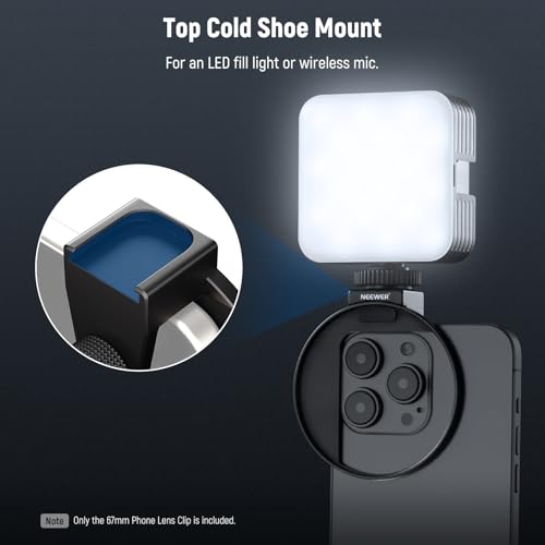 NEEWER Gelişmiş 67 mm cep telefonu filtre tutucu adaptör dişli filtre kıskacı soğuk ayakkabı montajlı, kilit düğmesi, 13 mm açıklık Phone iPhone 15 Pro Max 14 13 Samsung Galaxy S22 S23 Ultra ile
