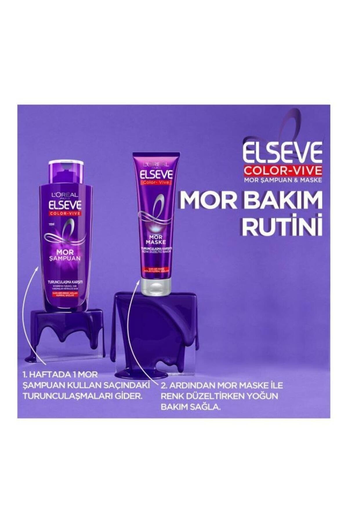 L’Oréal Paris 2'li Elseve Turunculaşma Karşıtı Mor Şampuan 200ml Saç Bakım Seti