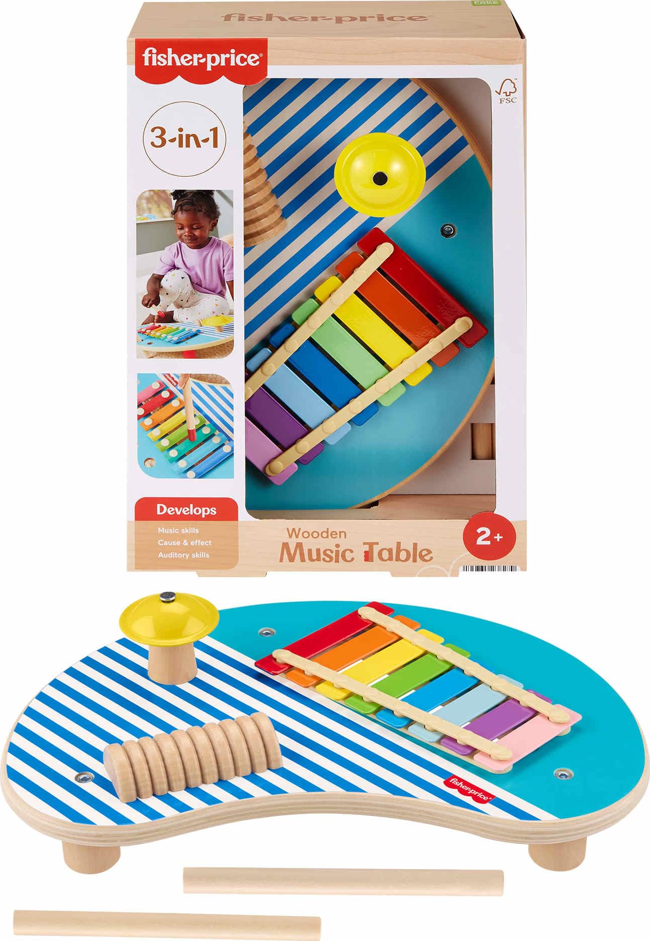 Fisher-Price Ahşap Müzik Keyfi 3 ahşap parçadan oluşan Fisher-Price Ahşap Müzik Keyfi ve oyuncak perküsyon enstrümanları HXT91